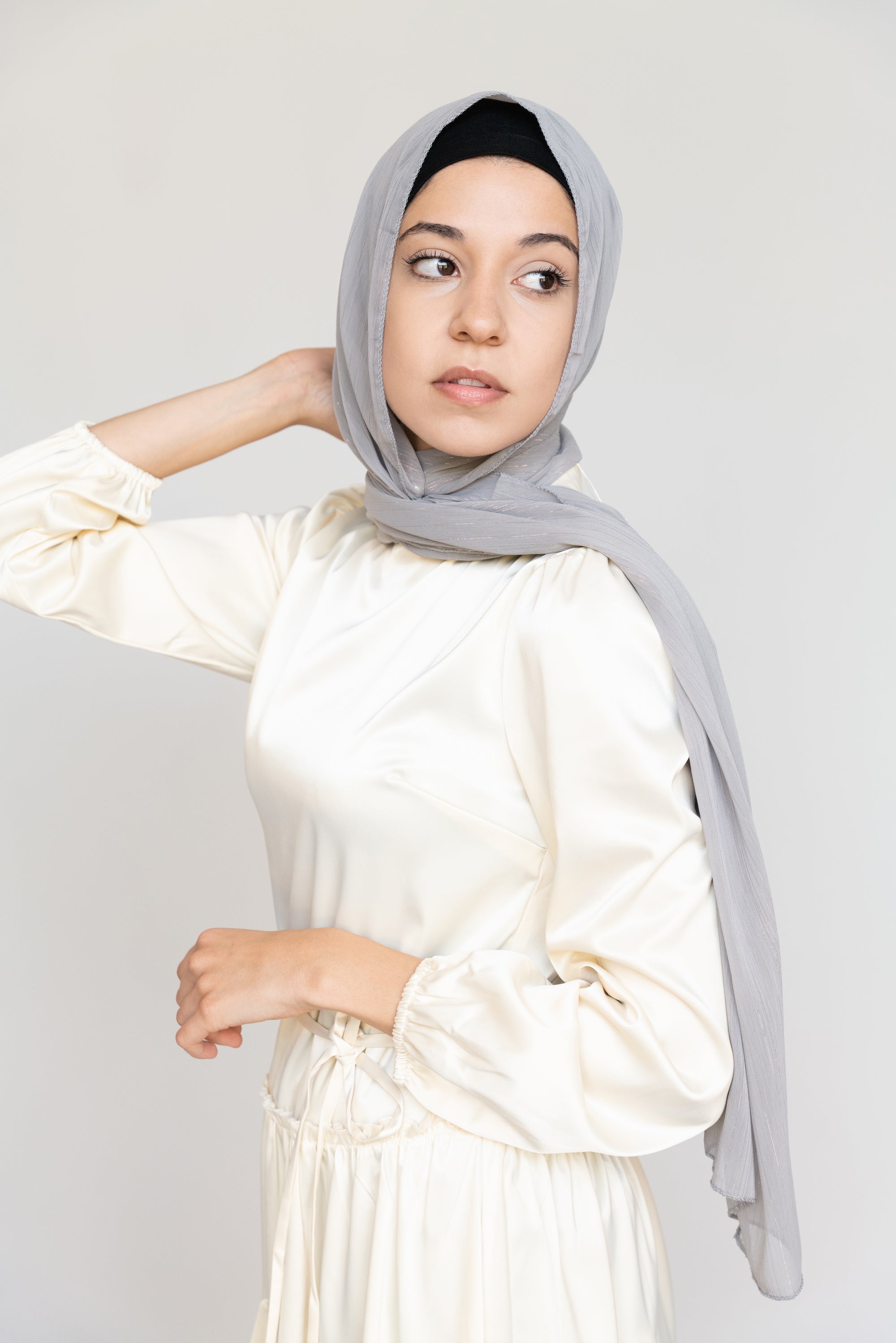 Buy Silver Shimmer Hijab Chiffon Scarf Niswa Fashion