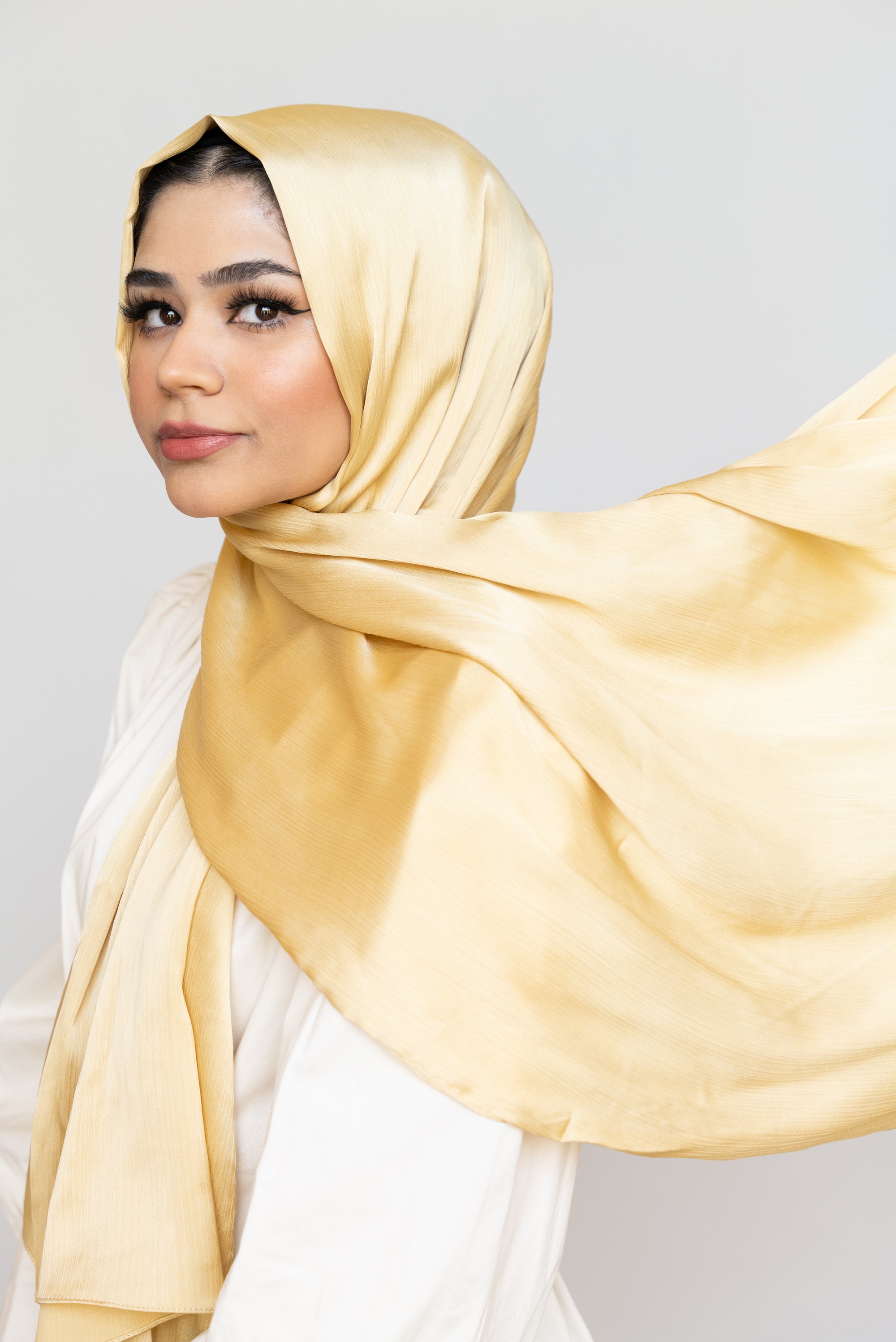 Hijab Collection Satin Silk Hijab Shop Bright Gold Deluxe Satin