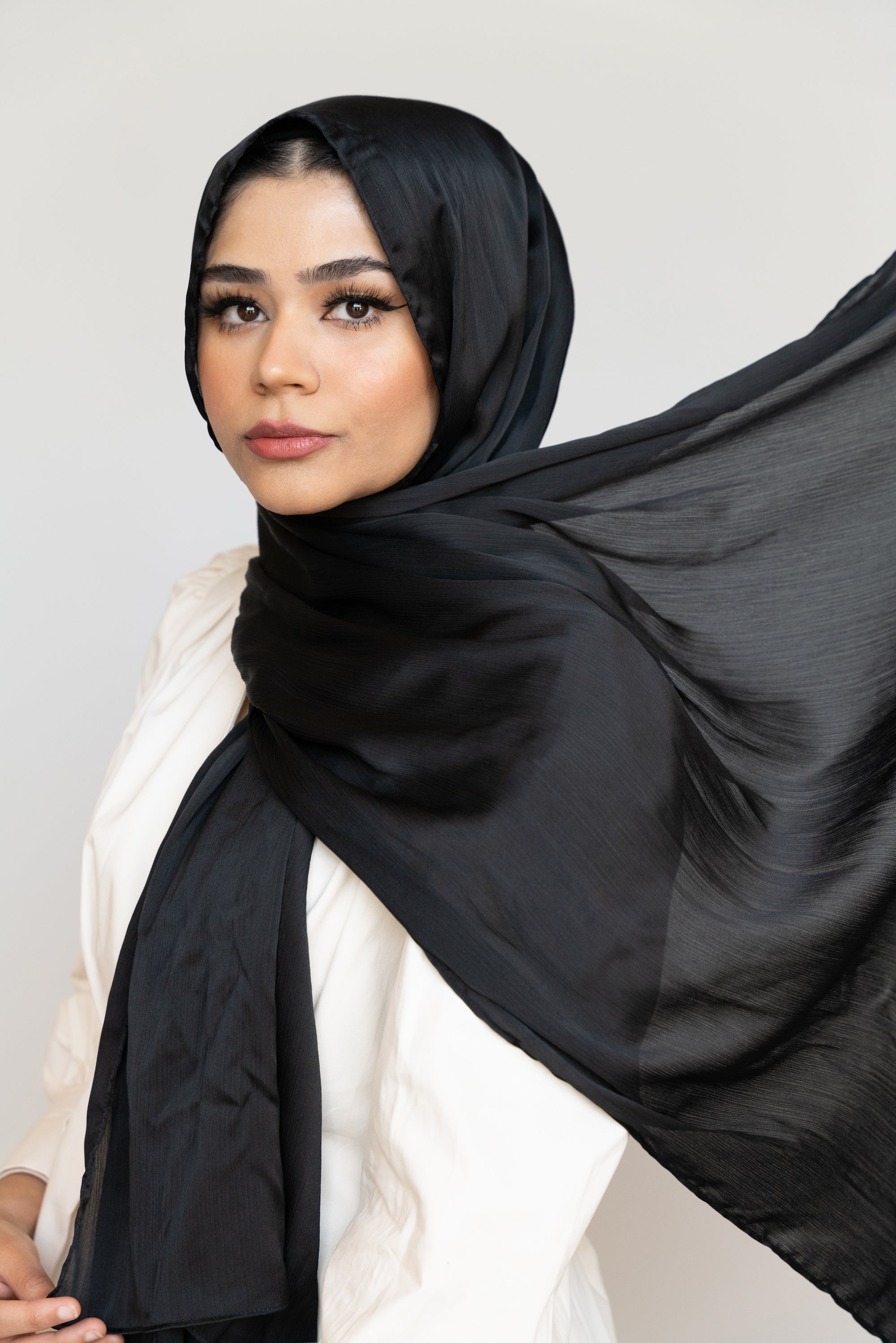 Buy Black Knight Delux Satin Crepe Hijab Scarf Niswa Fashion