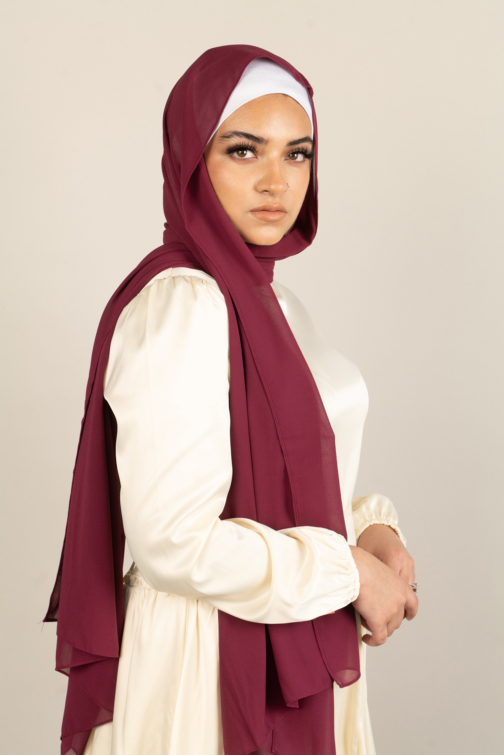 PLEASING POMEGRANATE Georgette Chiffon Scarf-AllScarves-Niswa Fashion