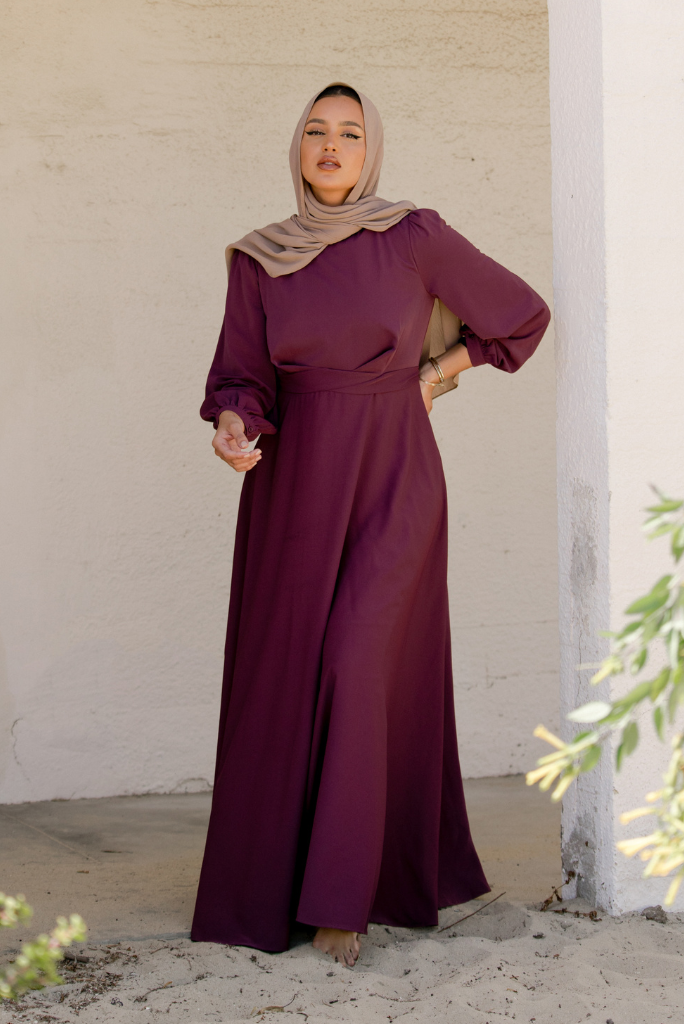 Purple Maxi Dress With Hijab Ibtom Castle Abaya Dress For Women, Long Sleeve Maxi Dress With Purple Maxi Dress With Hijab Ibtom Castle Abaya Dress For Women, Long Sleeve Maxi Dress With