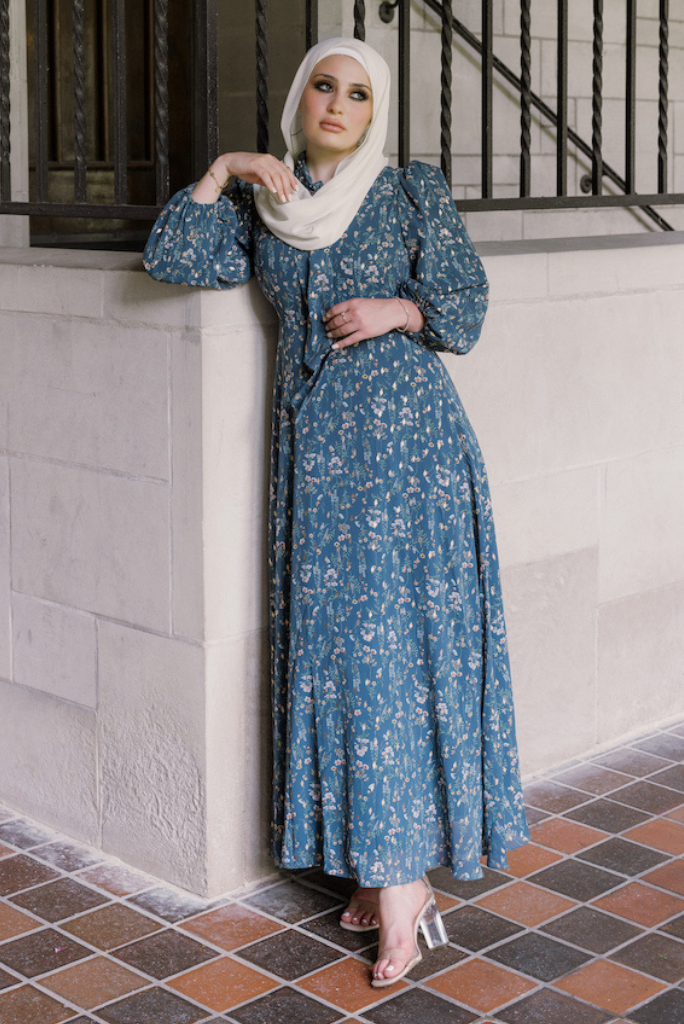 Aqua floral 2025 maxi dress