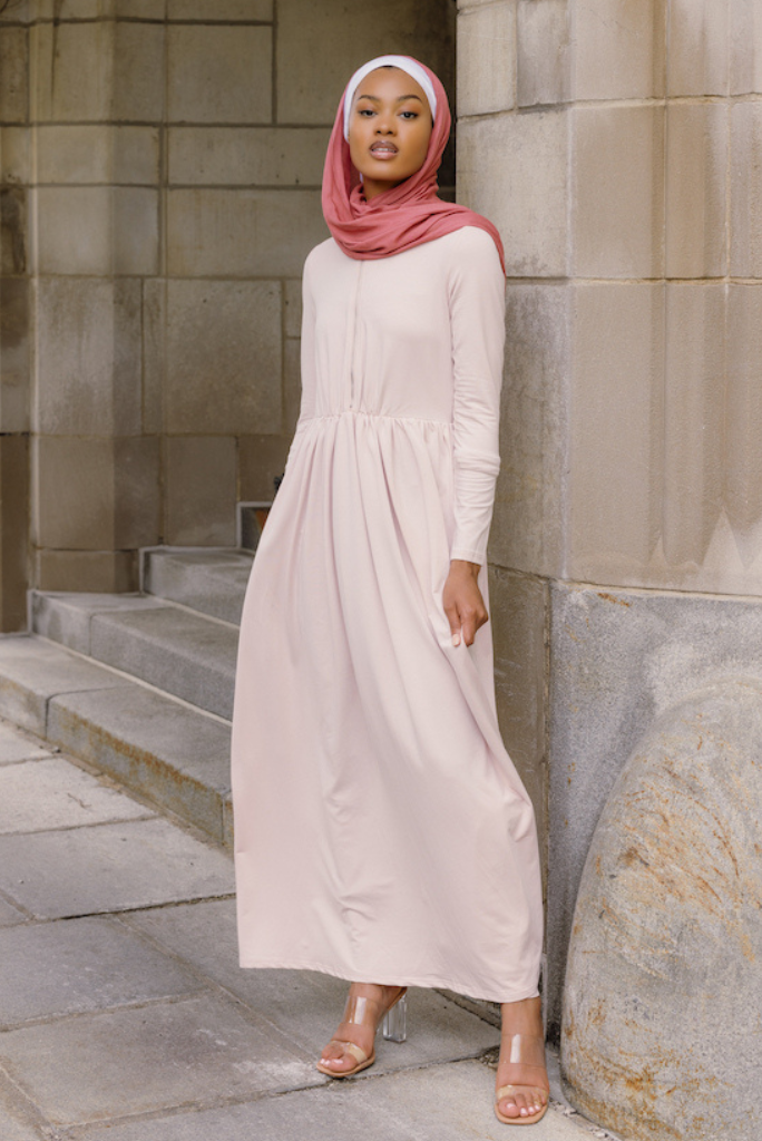 Aminah Zipper Jersey Dress - Pink