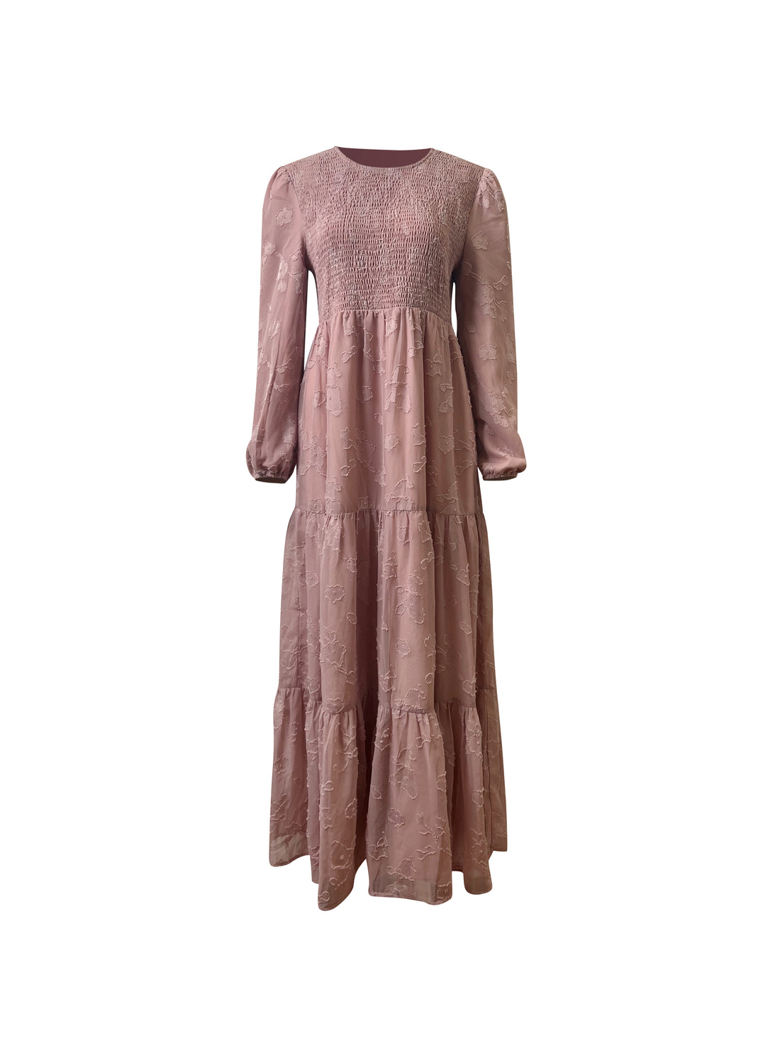 Melanie Embossed Maxi Dress - Tea Pink