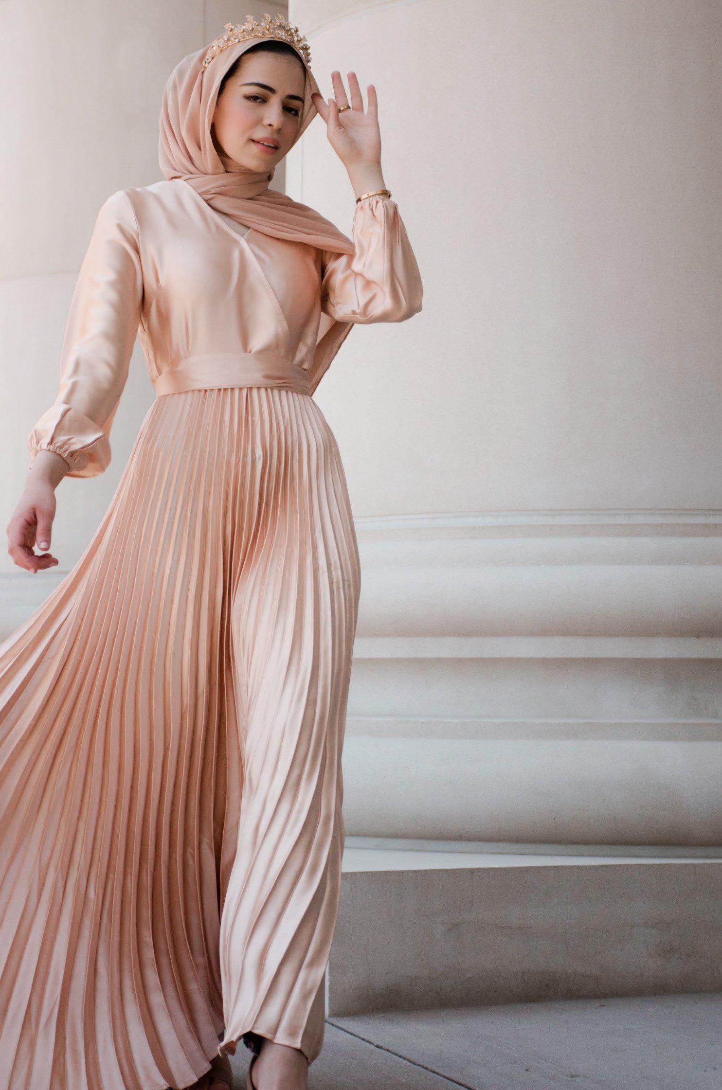 Ayla Pleated Satin Gown - Sunlight Gold-Niswa Fashion