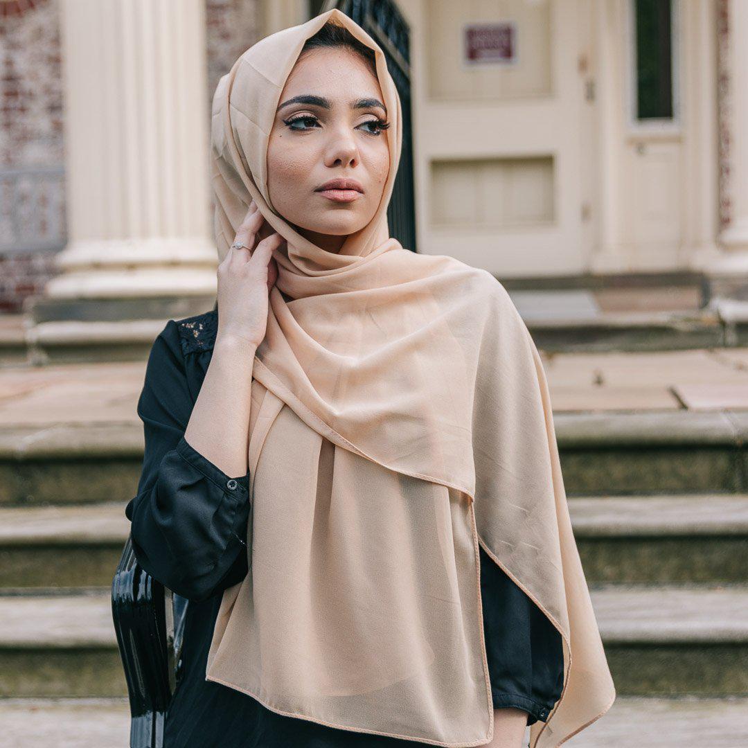 CARAMEL Georgette Chiffon Scarf-Niswa Fashion