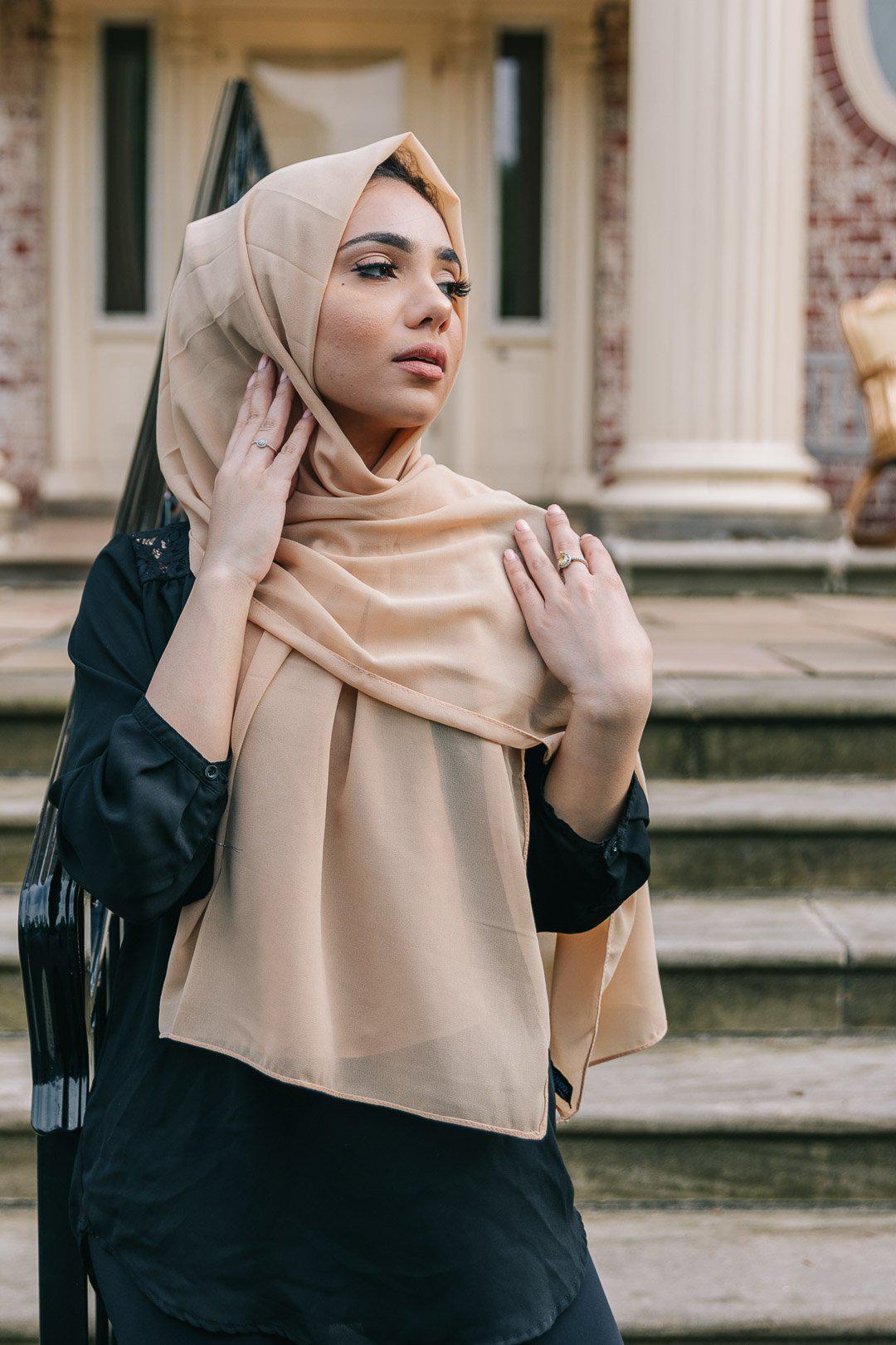 CARAMEL Georgette Chiffon Scarf-Niswa Fashion