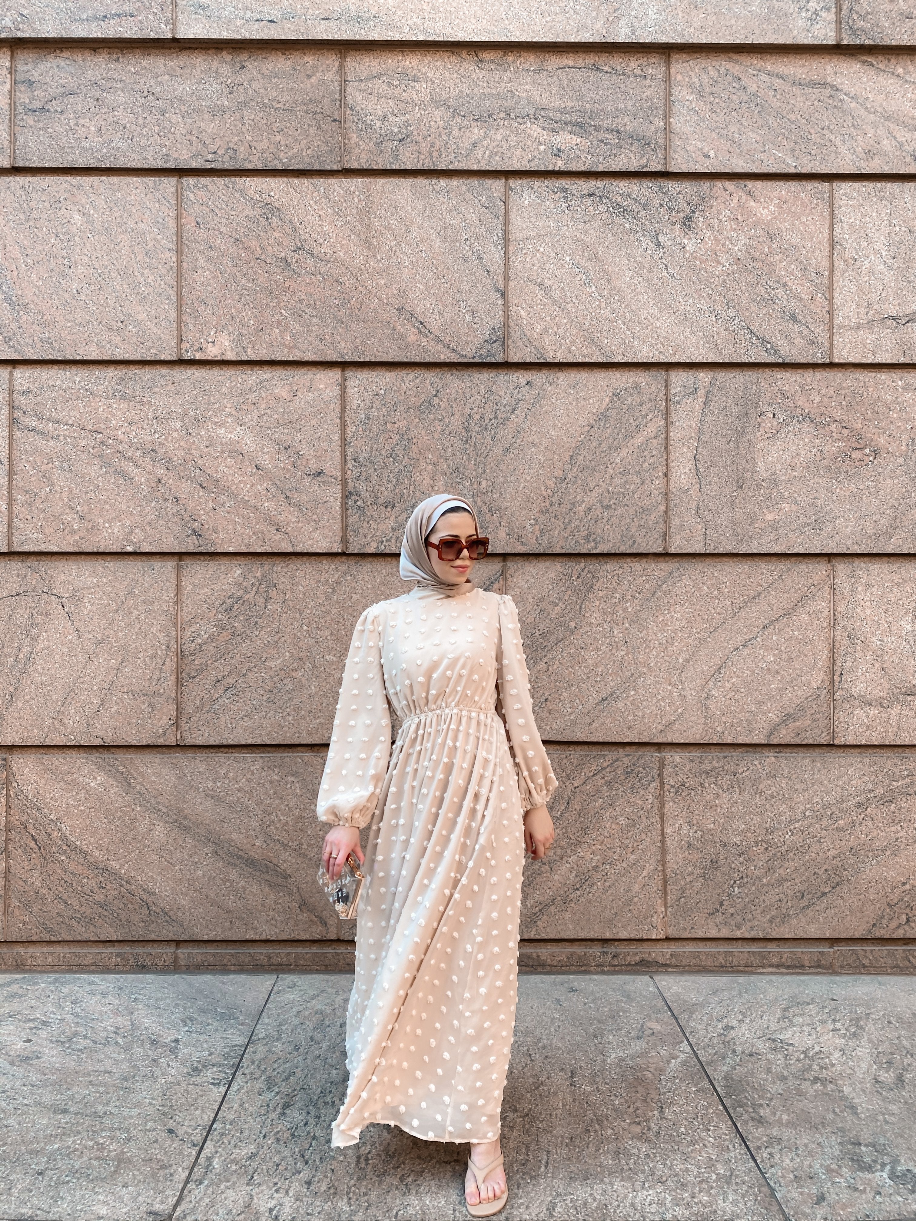 Eva Maxi Dress - Embossed Dots-Niswa Fashion