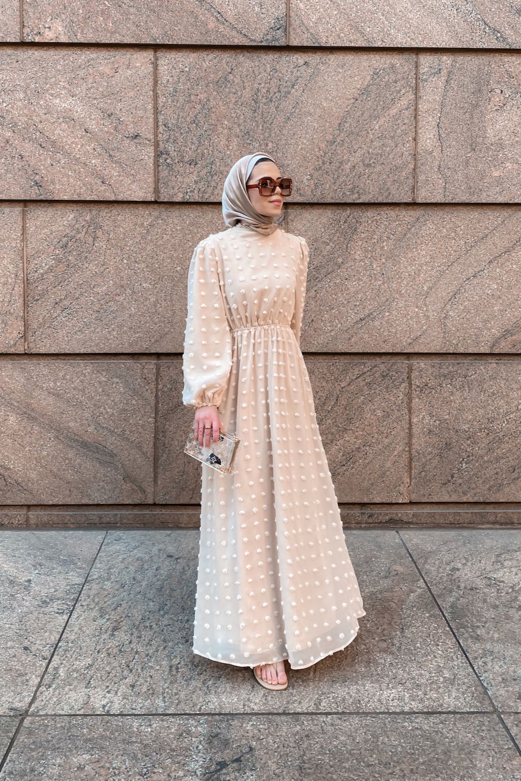 Eva Maxi Dress - Embossed Dots-Niswa Fashion