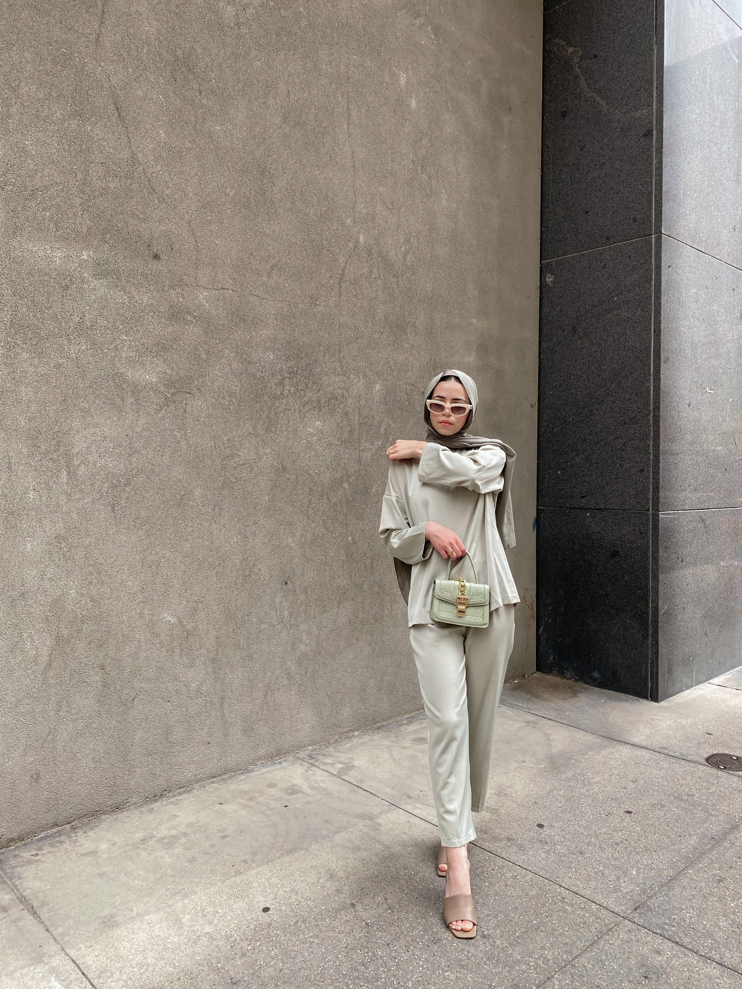 Zara Top &amp; Trouser Set - Dusty Mint-Niswa Fashion