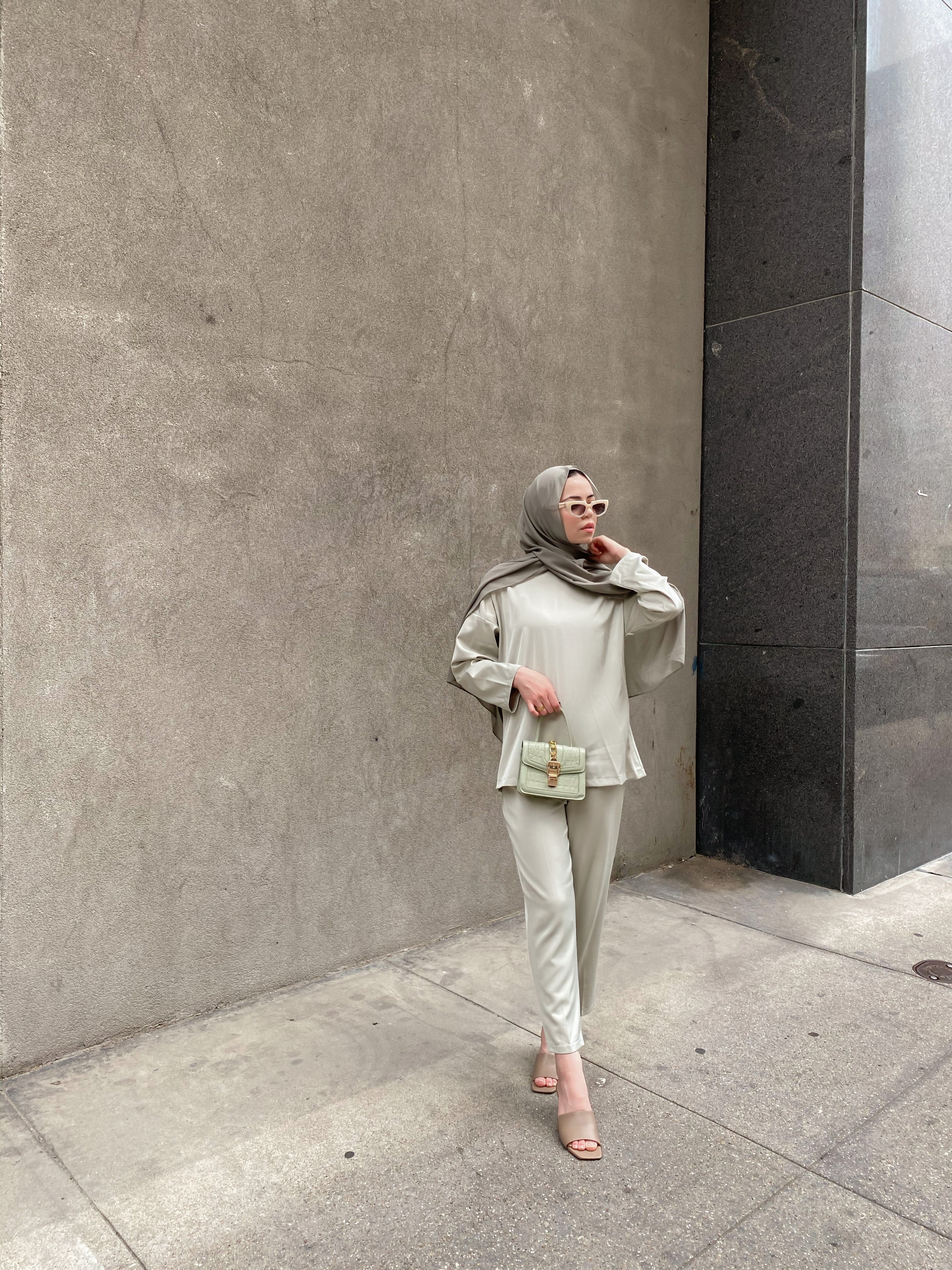 Zara Top & Trouser Set - Dusty Mint-Niswa Fashion