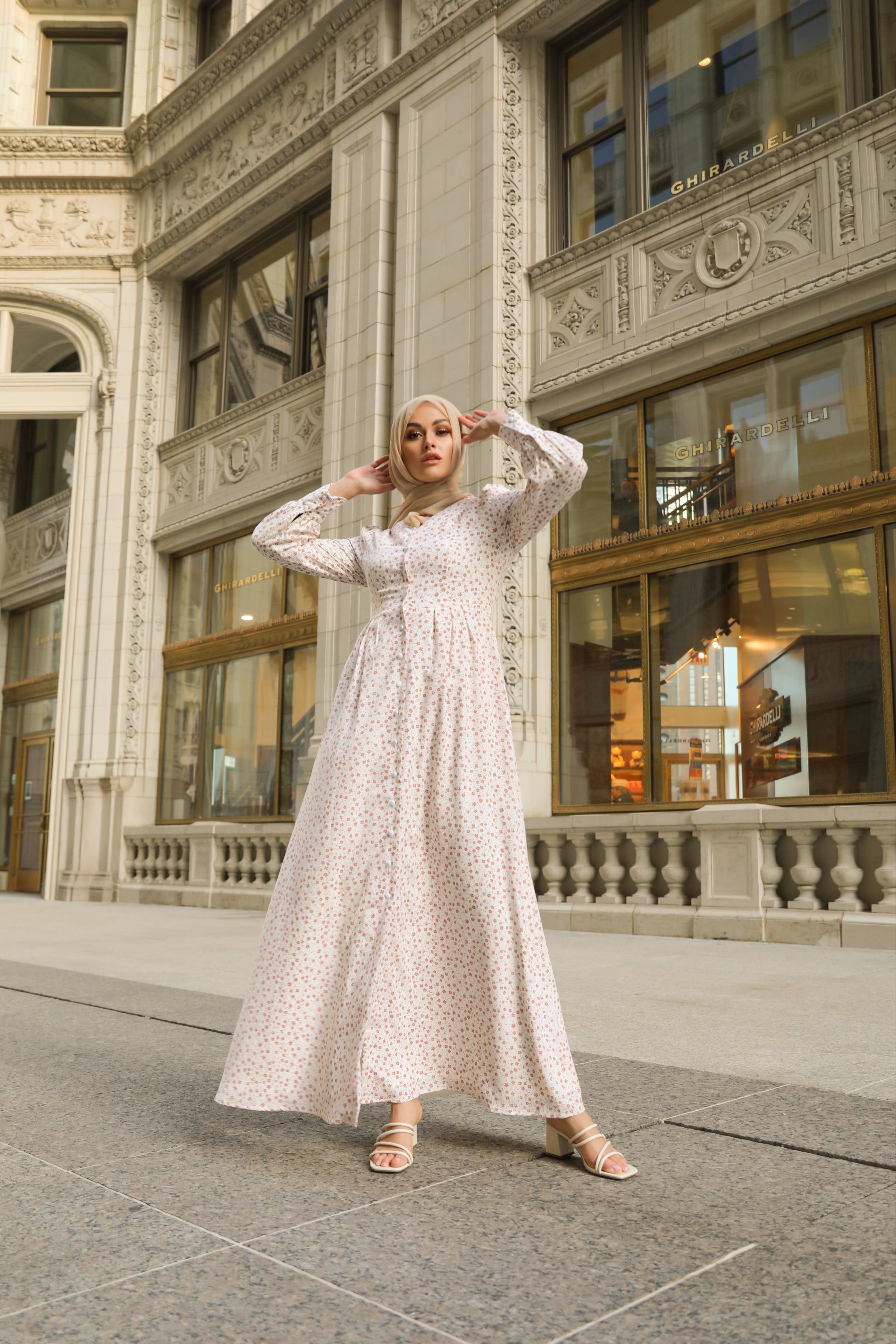 Romaisa Floral Button Down Maxi Dress
