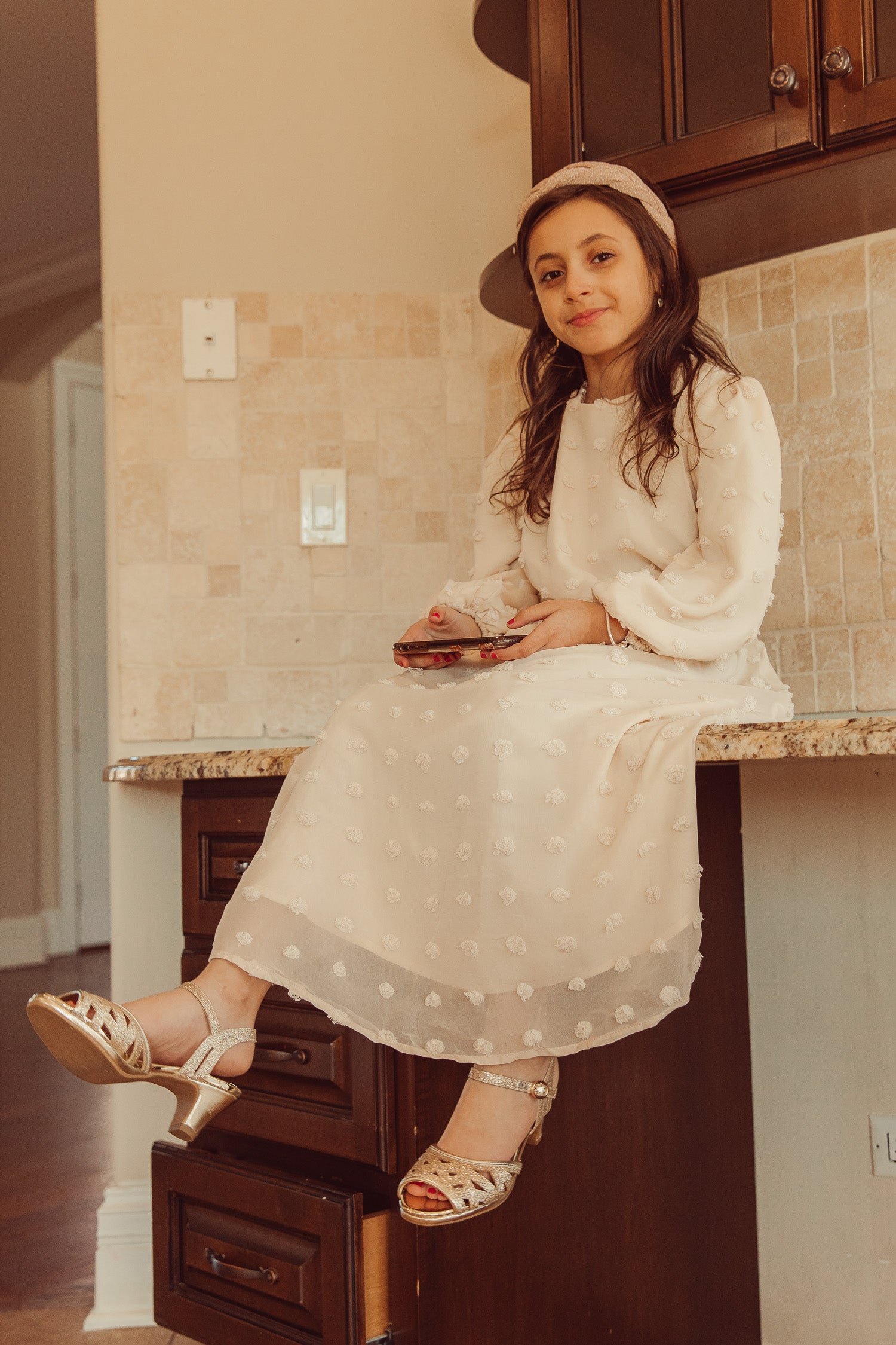 Mini Eva Maxi Dress - Embossed Dots | Multi Color | Size 6 | Chiffon Blend, Cinched Waist, Embossed Dot Detail | Clothing | Niswa Fashion Mini Eva Maxi Dress - Embossed Dots | Multi Color | Size 6 | Chiffon Blend, Cinched Waist, Embossed Dot Detail | Clothing | Niswa Fashion