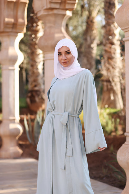 Marjan Texture Kimono Abaya Set - Baby Blue