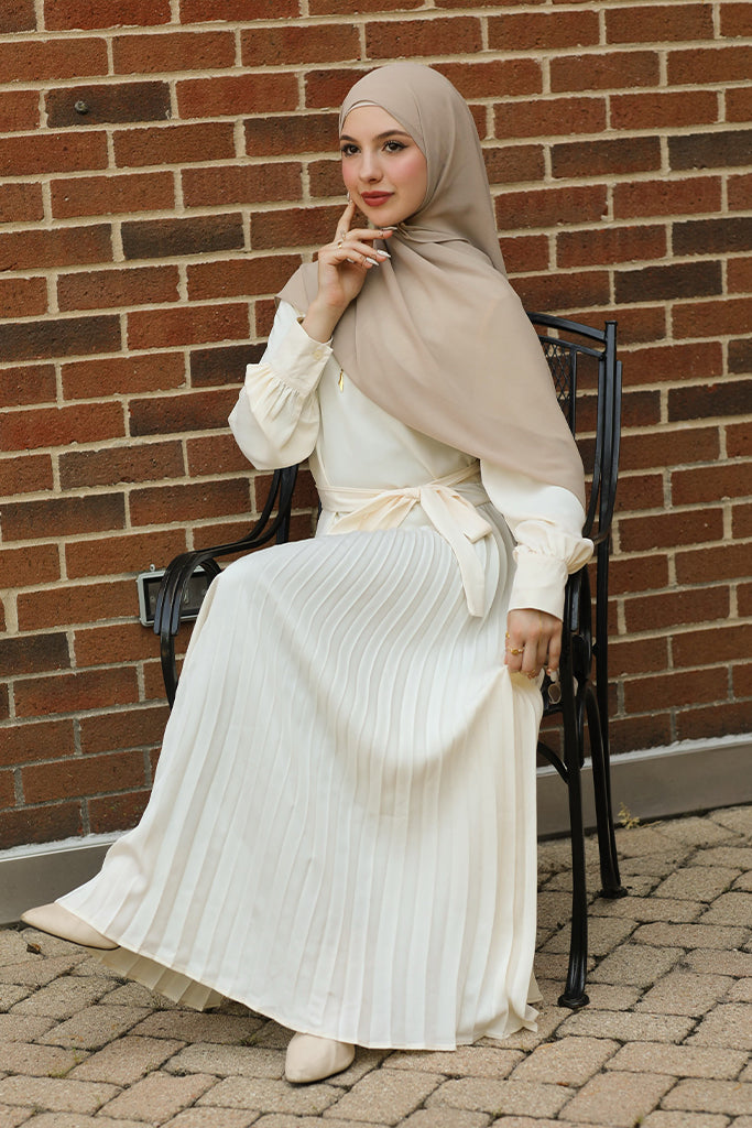 Zeenat Pleated Maxi Dress - Ivory