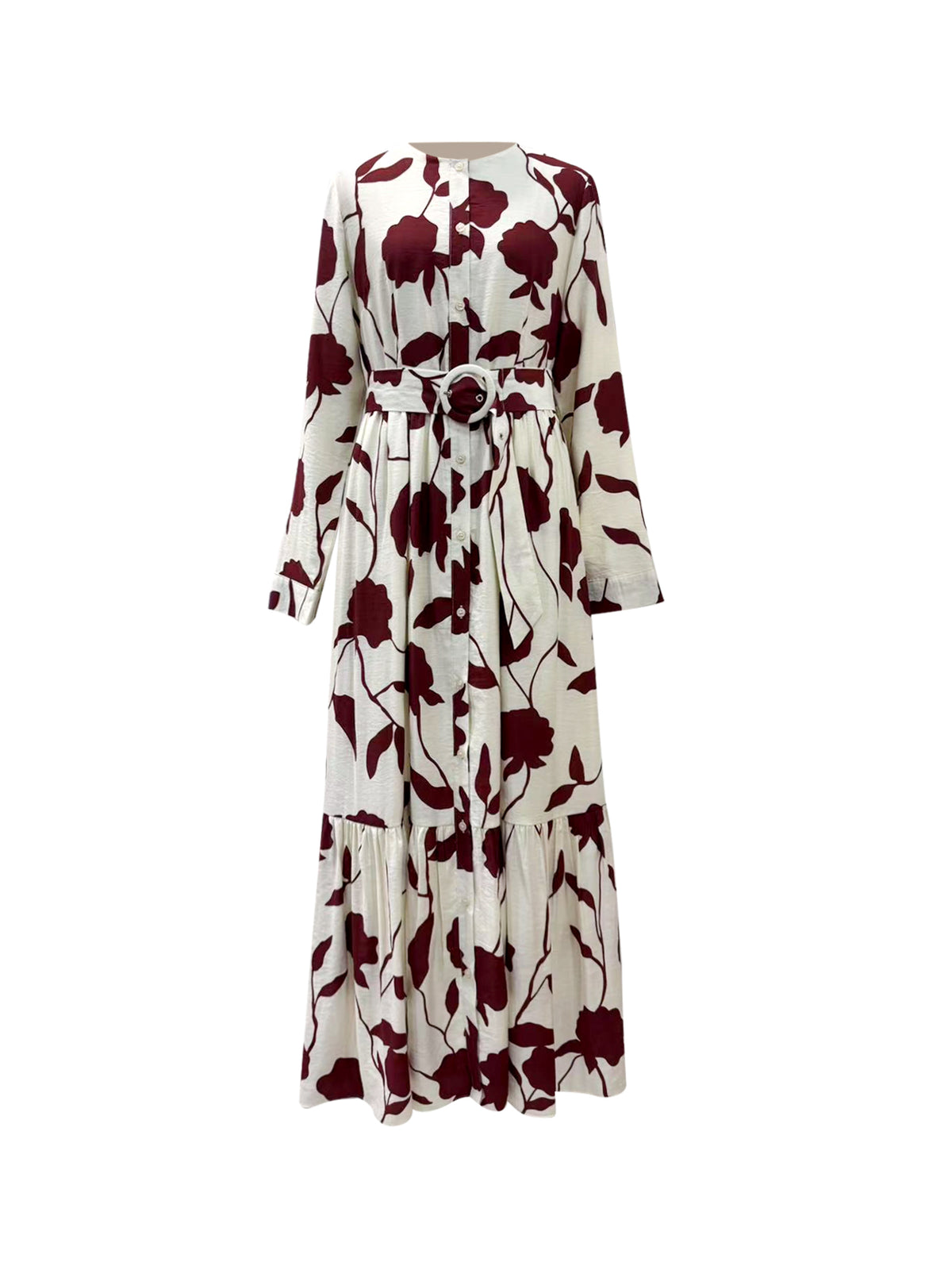Reem Button Floral Maxi - Carnation