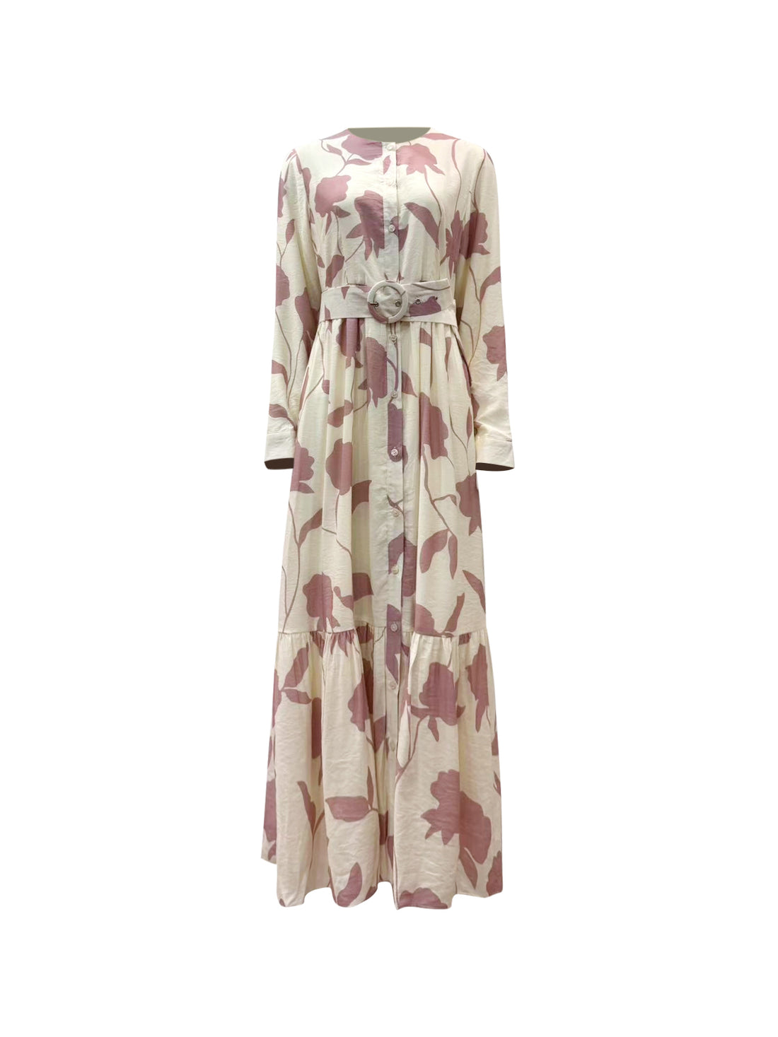 Reem Button Floral Maxi - Rosewood Petal