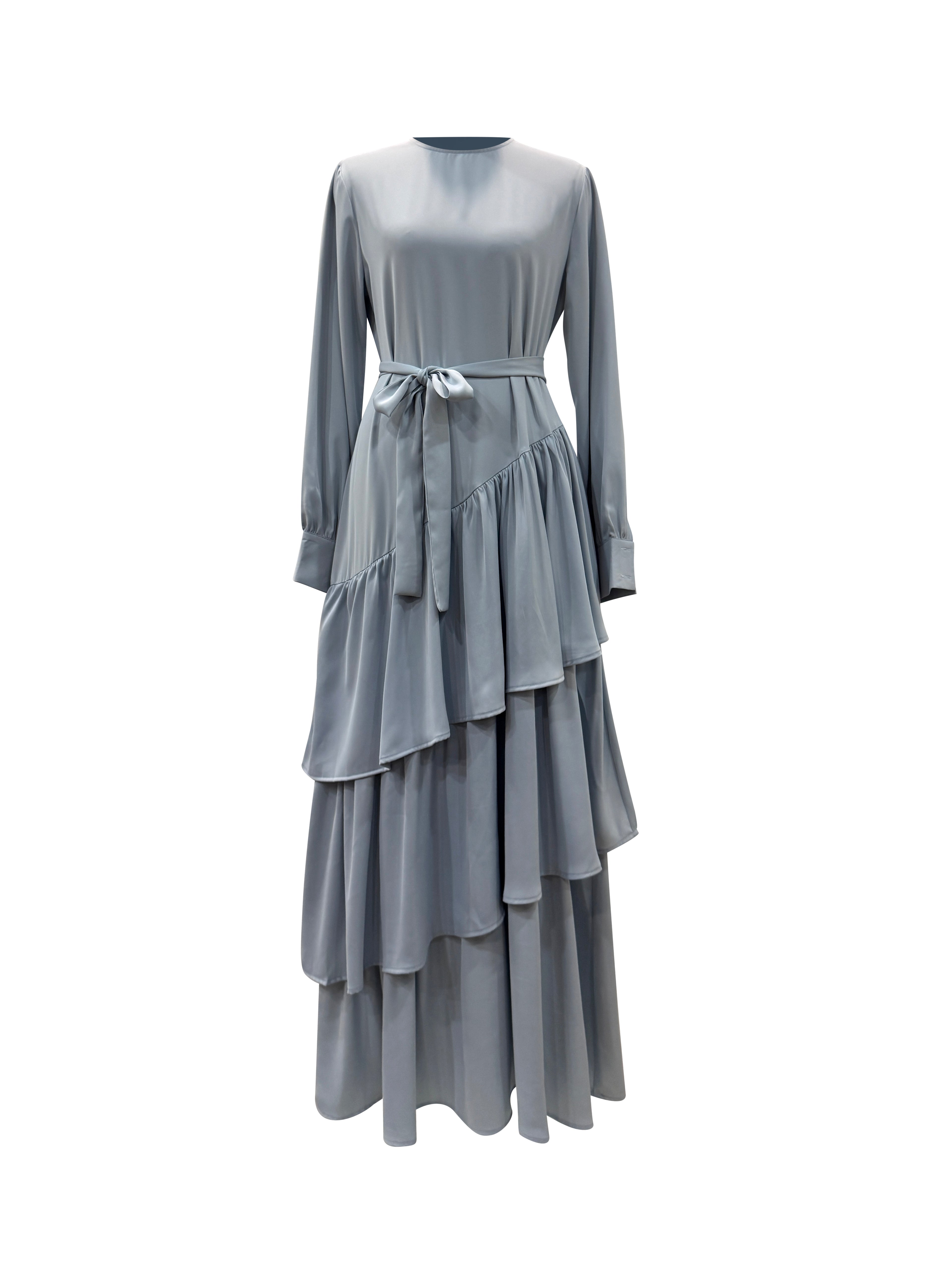 Valencia Tiered Pleated Dress - Powder Blue