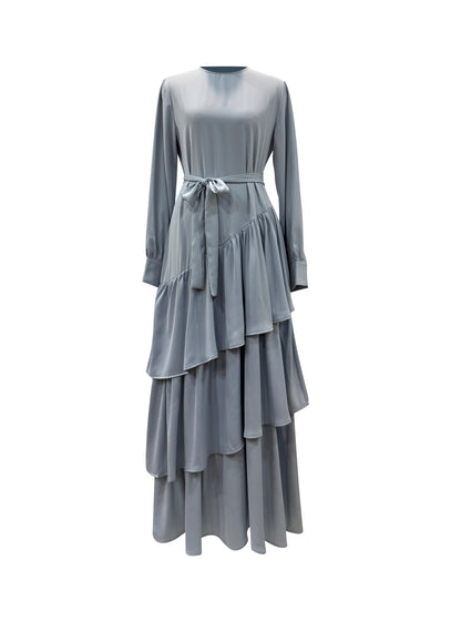 Valencia Tiered Pleated Dress - Powder Blue