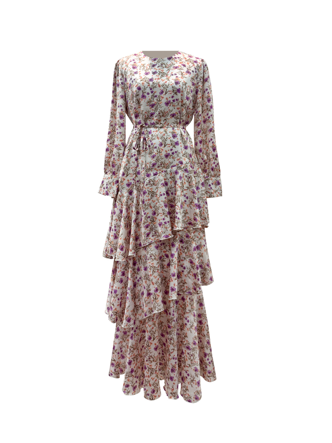 Seville Layered Satin Gown - Floral Bloom