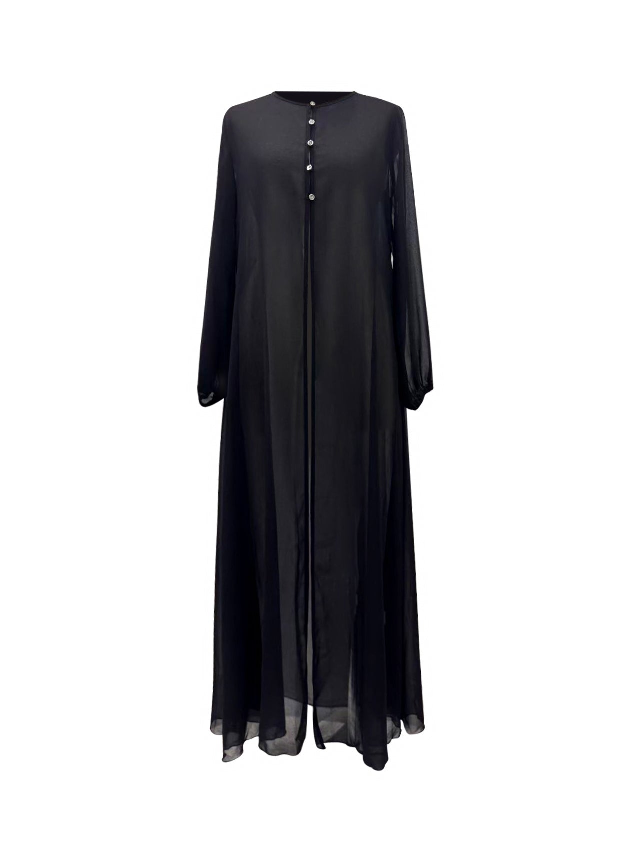 Hawa Chiffon Cardigan - Midnight Black