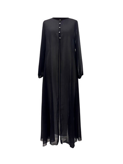 Hawa Chiffon Cardigan - Midnight Black