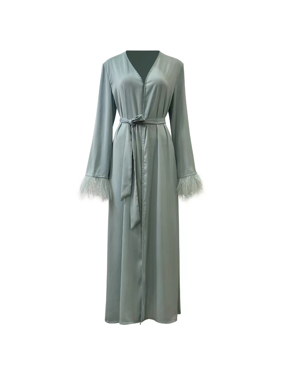 Sofiya Feather Kimono Abaya - Pastel Blue