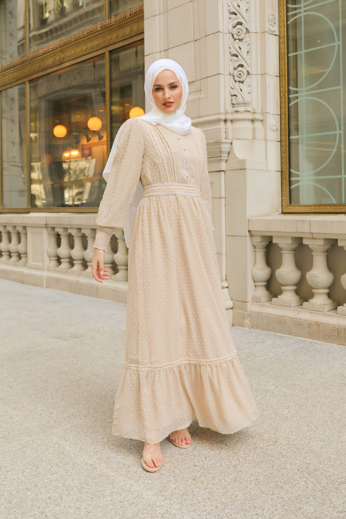 Husna Embossed Maxi - Sand