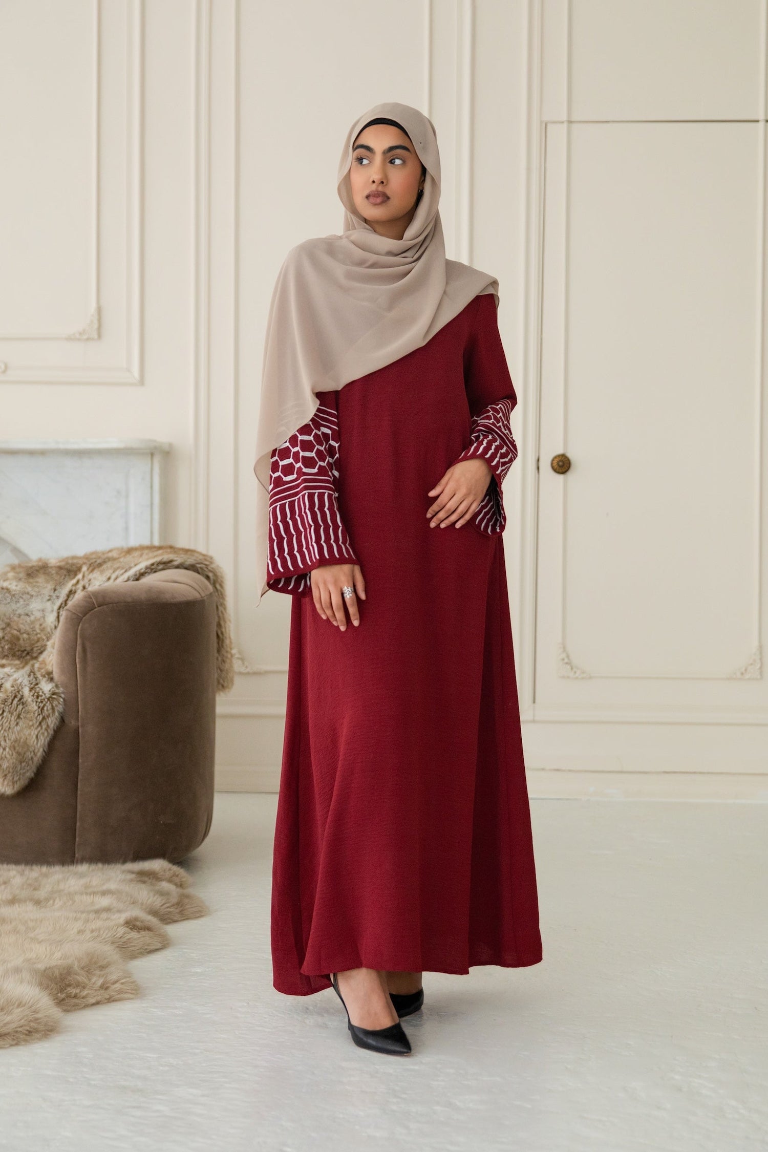 keffiyeh dress MaroonAbaya