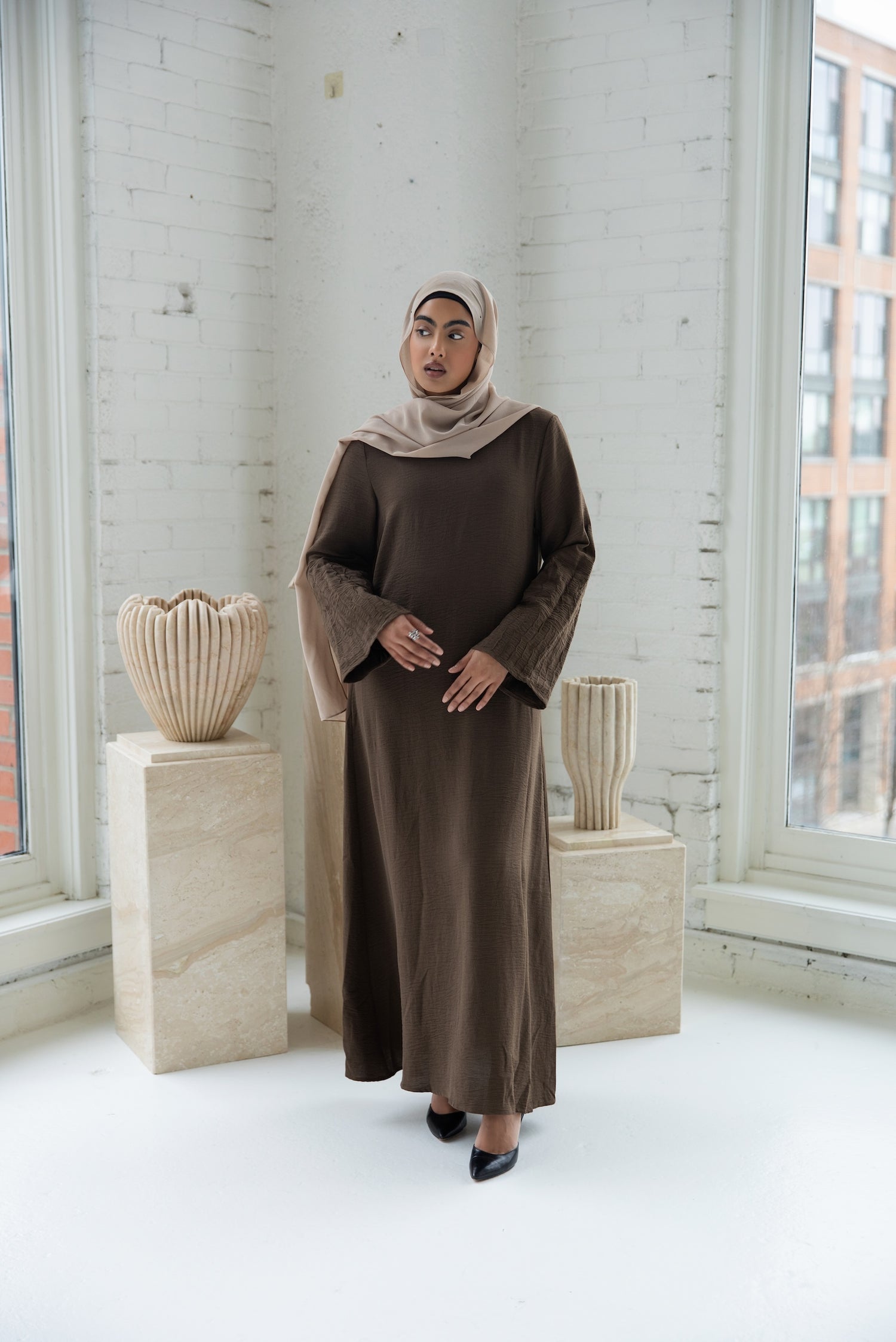 Najat Keffiyah Abaya - Dark Henna