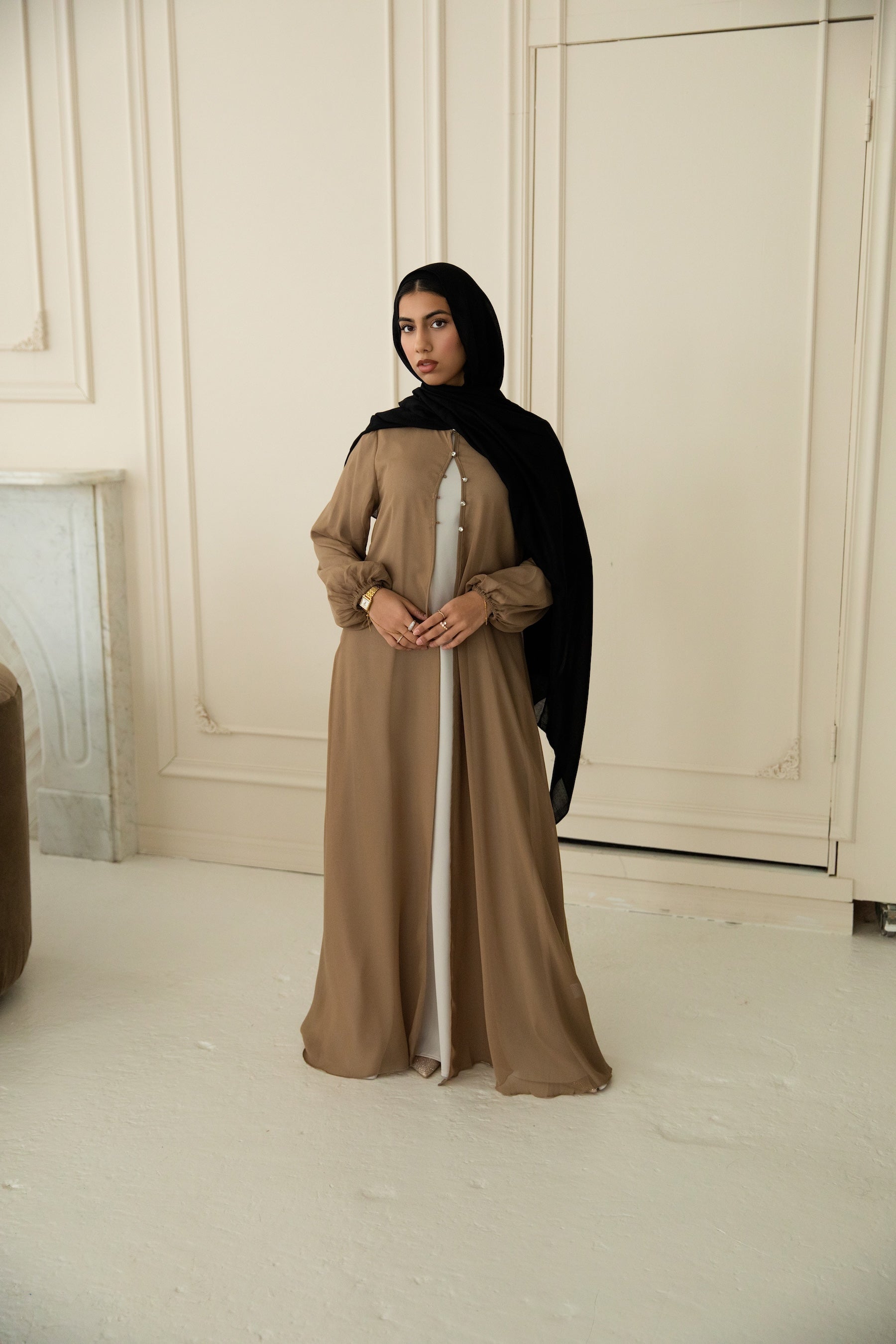 Hawa Chiffon Cardigan - Creme Brulee