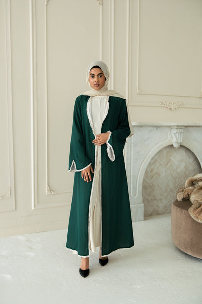 Alwan Reversible Kimono Abaya - Ivory Forest