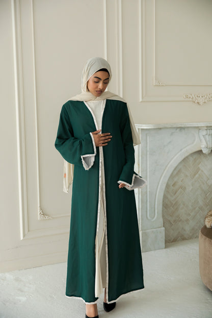 Alwan Reversible Kimono Abaya - Ivory Forest