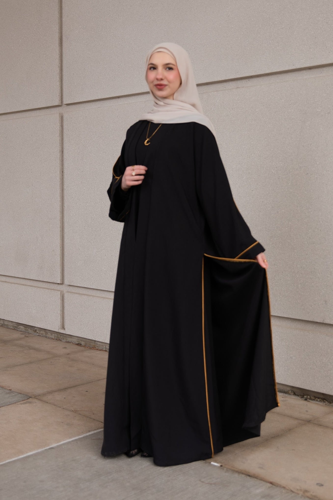 Zarinah 2 Piece Abaya Set - Noir