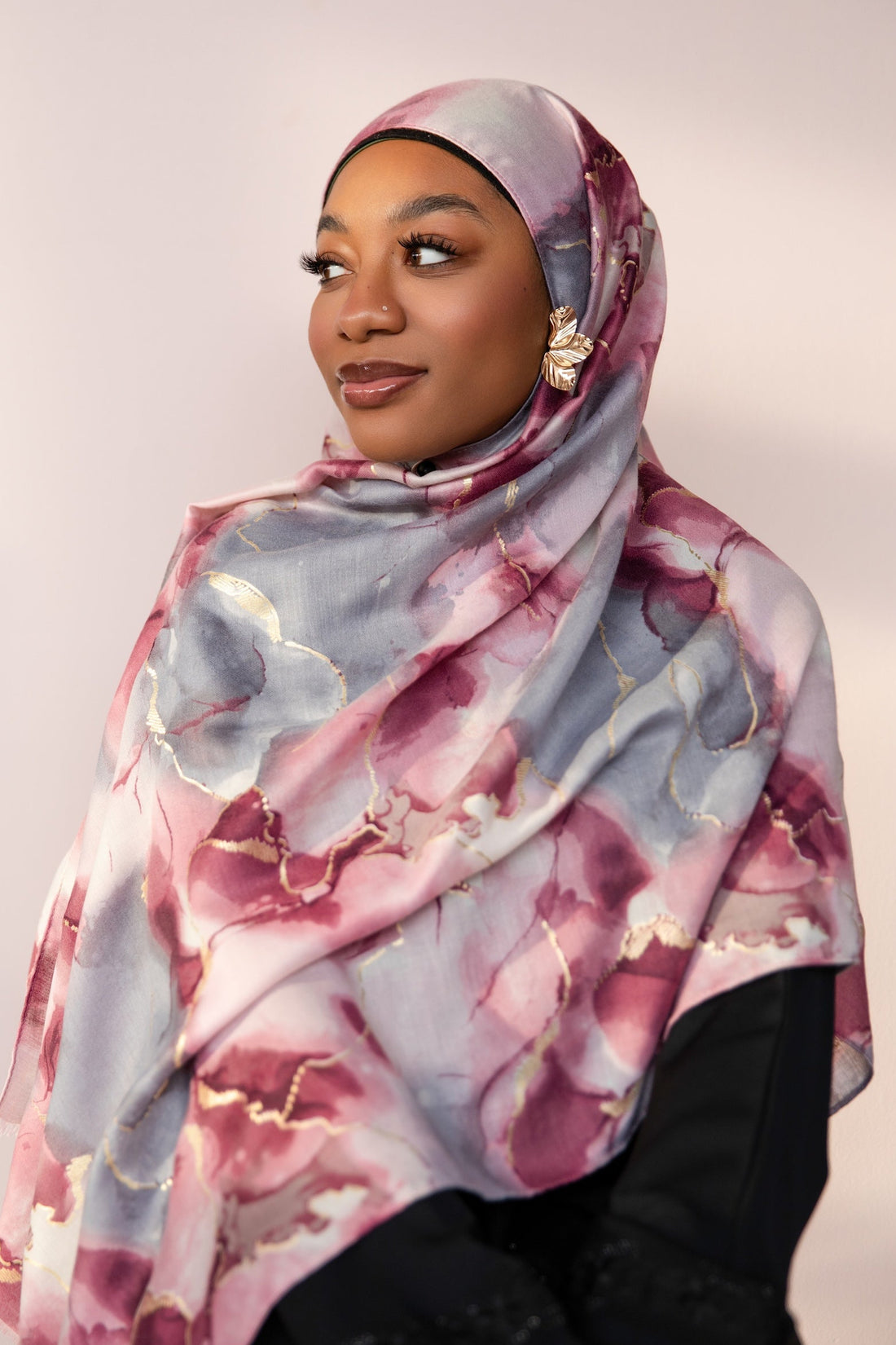 Rose Petal Marble Printed Viscose