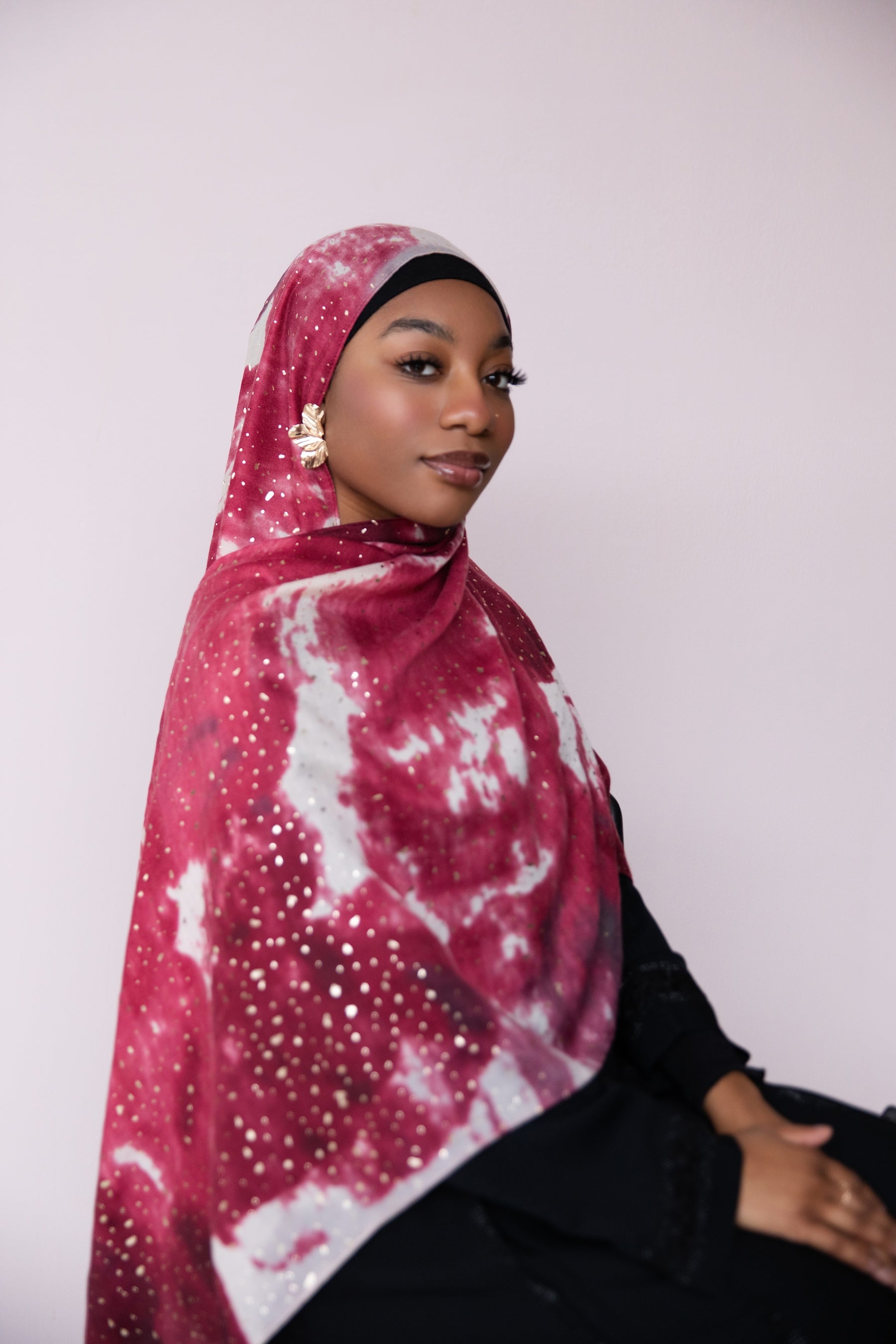 Crimson Stardust Printed Viscose