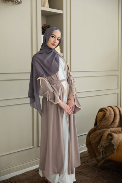 Nylah Open Abaya - Light Ash