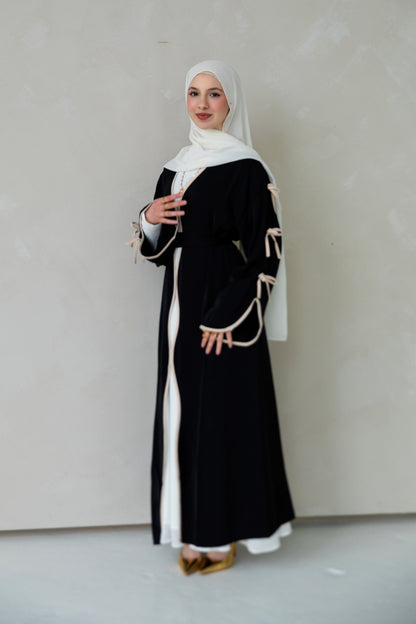 Nylah Open Abaya - Charcoal