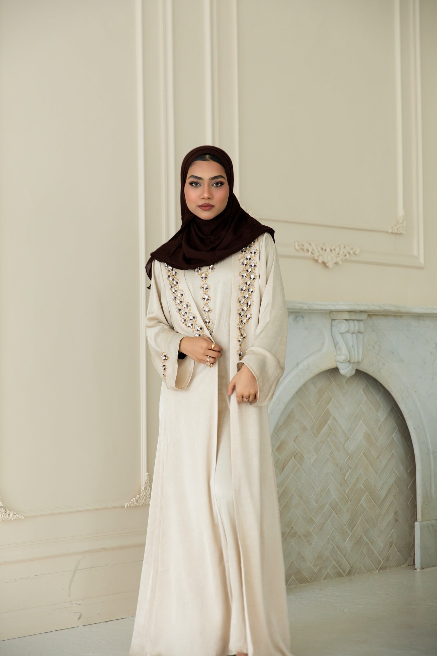 Inara Jewel Abaya Set - Sahara
