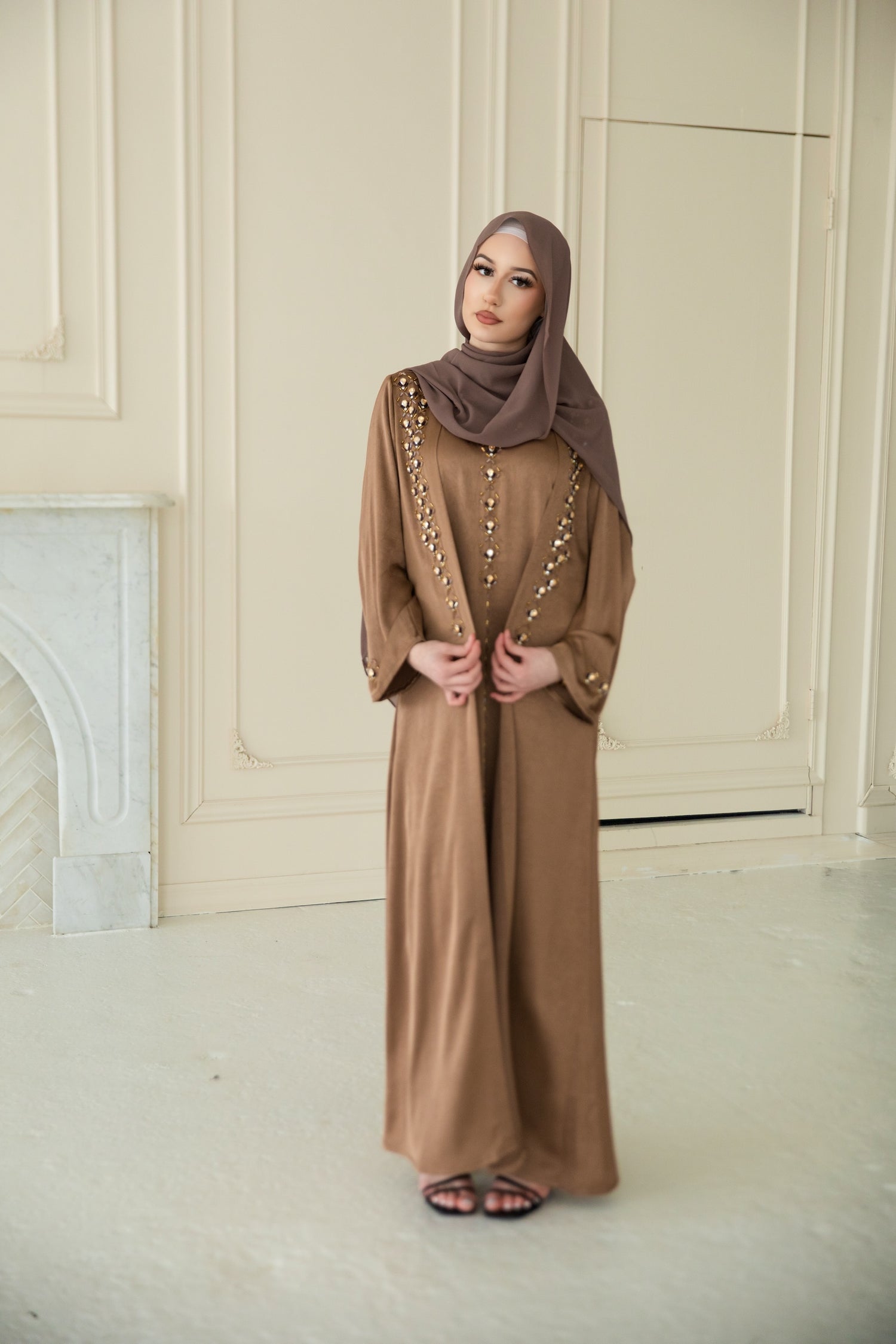 Inara Jewel Abaya Set - Cocoa