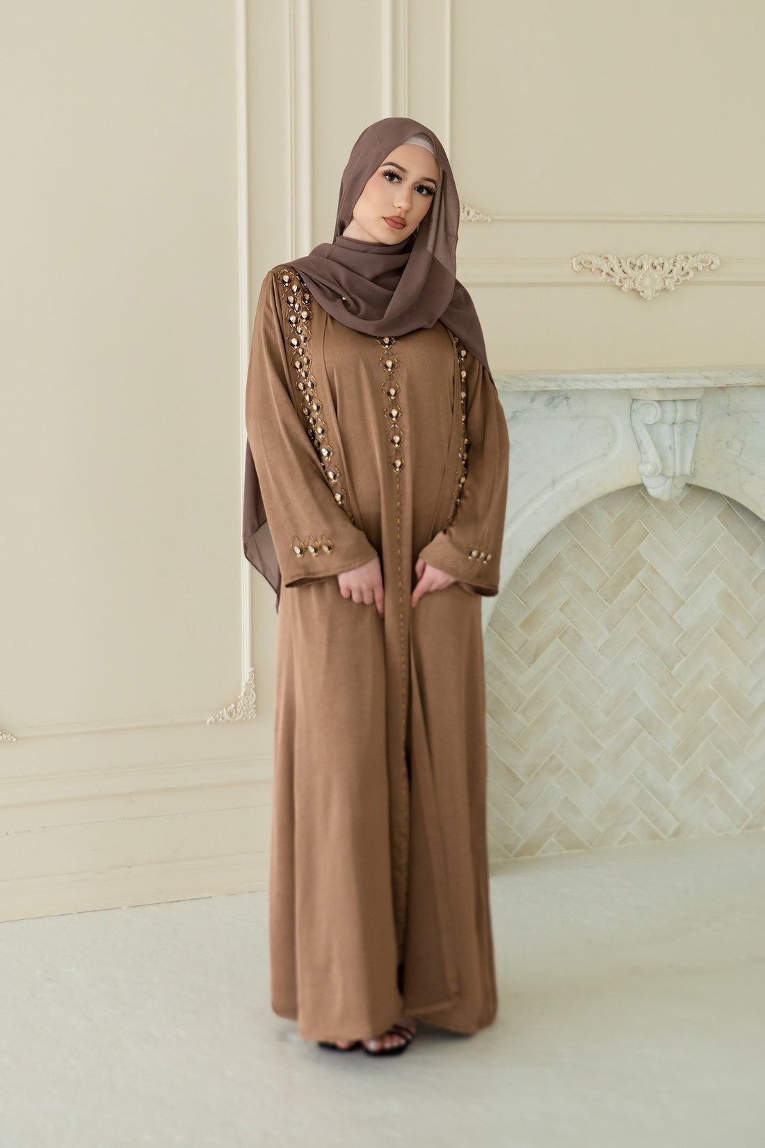 Inara Jewel Abaya Set - Cocoa