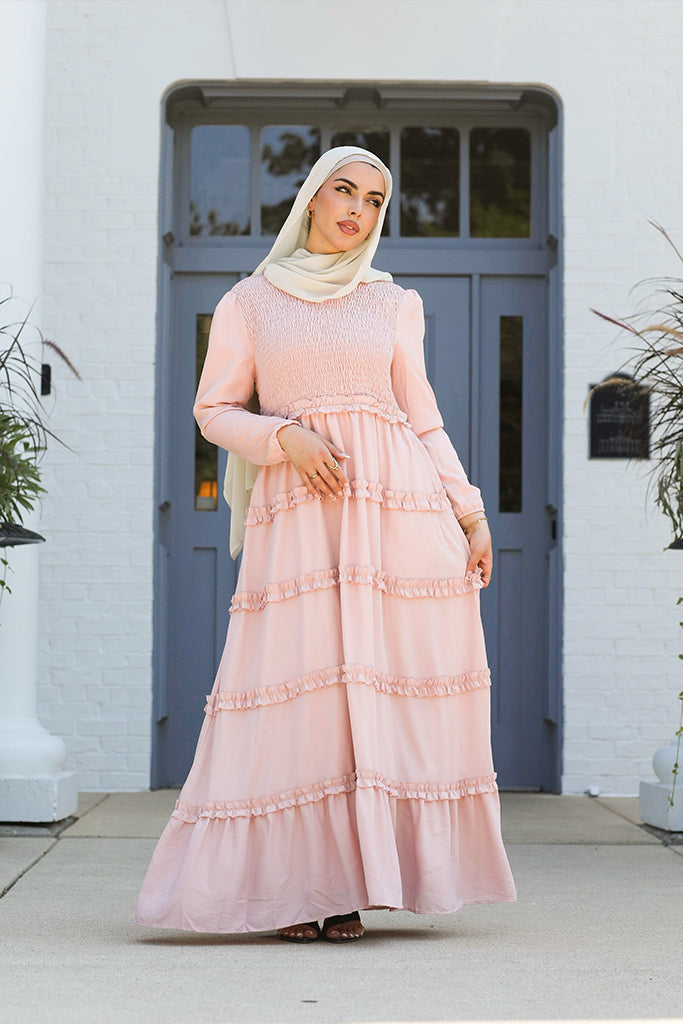 Salwa Smocked Tiered Maxi - Petal Pink