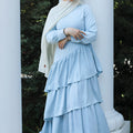 Valencia Tiered Pleated Dress - Powder Blue