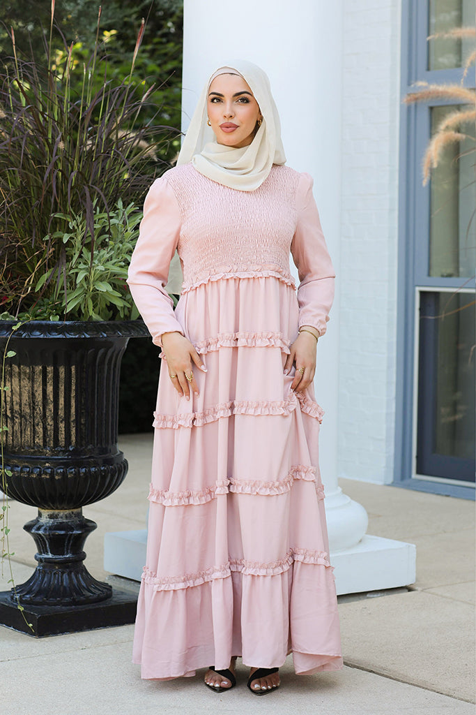 Salwa Smocked Tiered Maxi - Petal Pink
