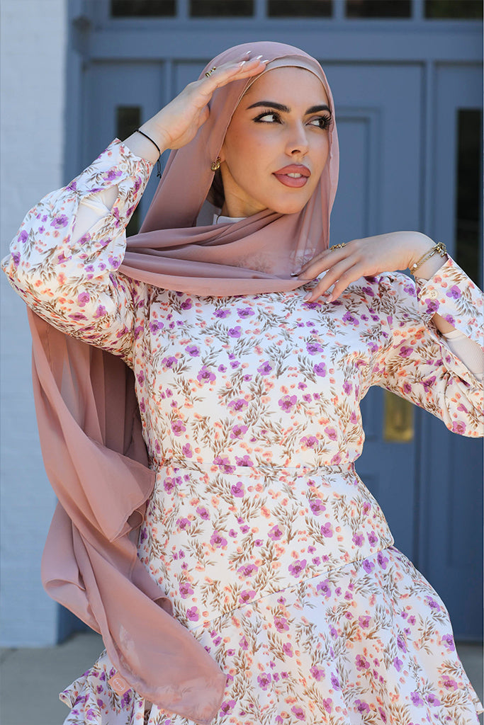 Seville Layered Satin Gown - Floral Bloom
