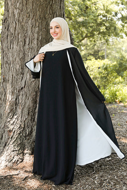 Alwan Reversible Kimono Abaya - Black &amp; White