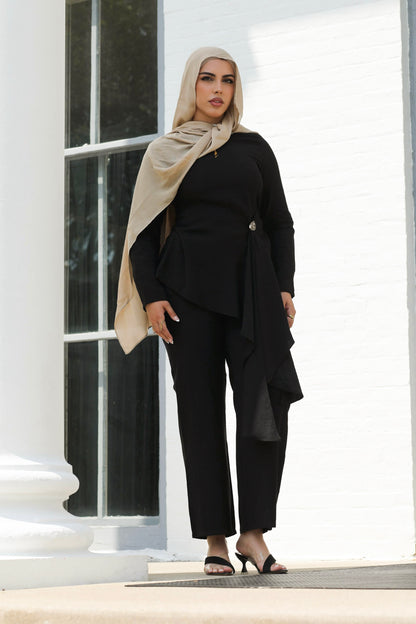 Aurelia Linen Two Piece Set - Black