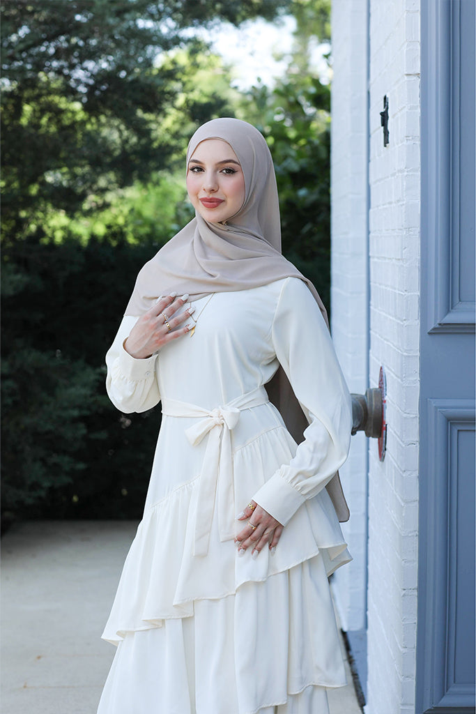 Valencia Tiered Pleated Dress - Cream