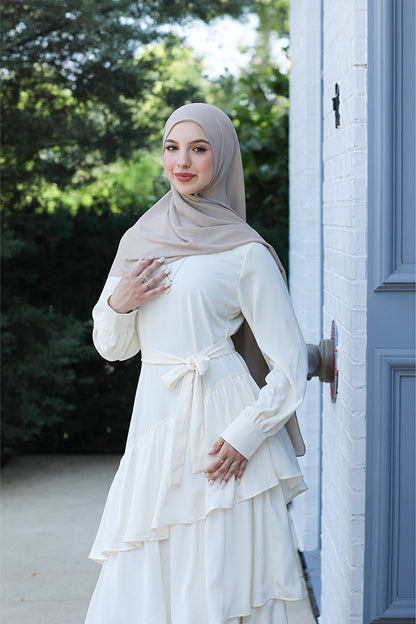 Valencia Tiered Pleated Dress - Cream