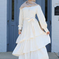 Valencia Tiered Pleated Dress - Cream